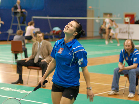 Татьяна Бибик в ходе матча с Ольгой Головановой